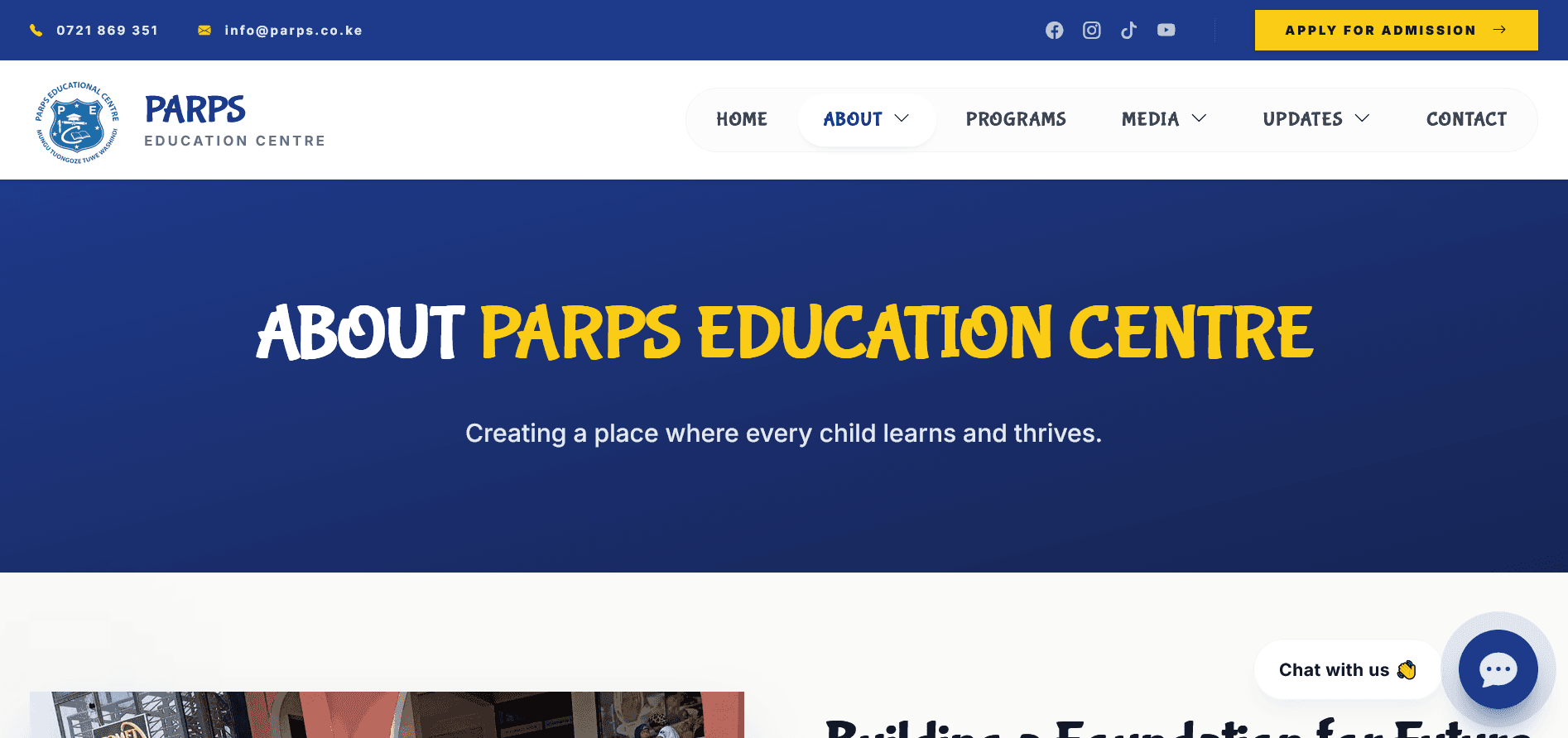 Parps Education Centre Website